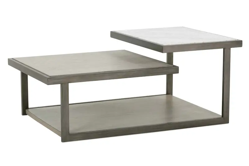 Delta Rectangular Coffee Table with Carrara Marble Inlay and Metal Frame – Modern Style