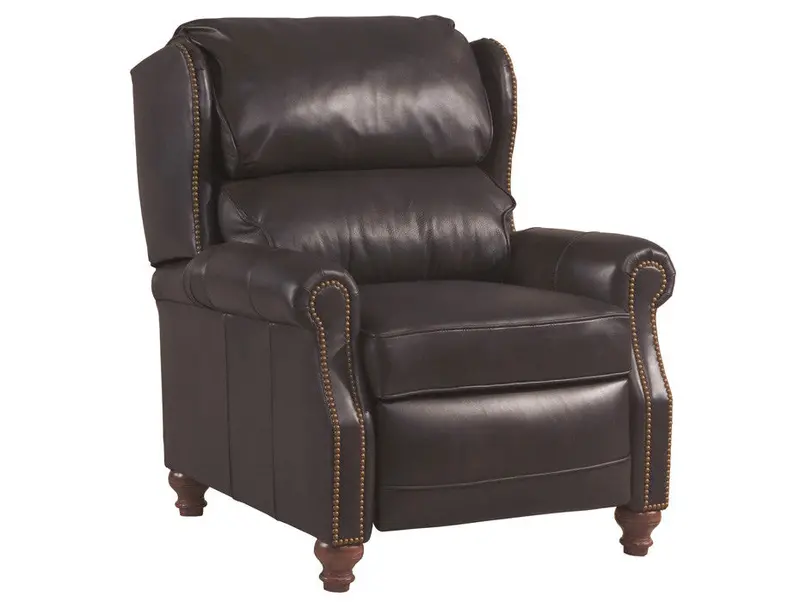 Doyle Bustle-Pillow Leather Recliner – Traditional Reclining Lounge