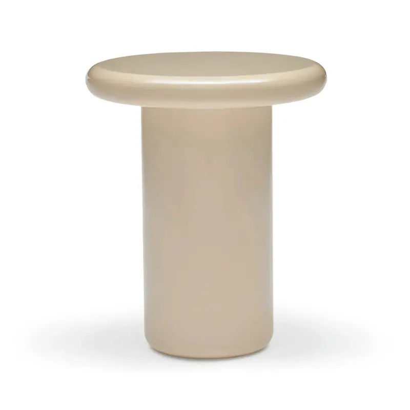 Echo Glossy Side Table in Soft Beige Tone