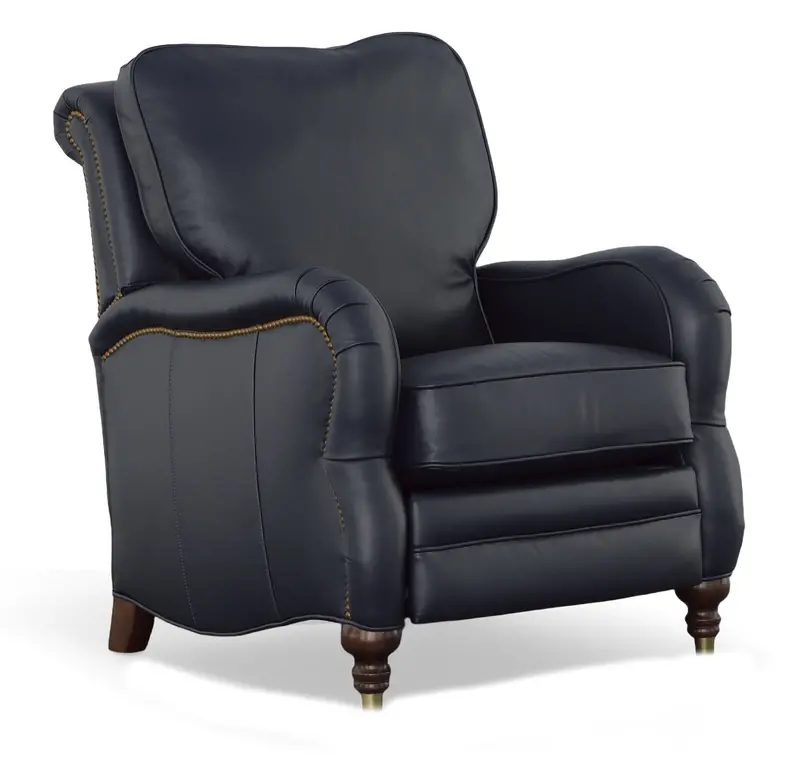 Edmund English-Arm Leather Recliner with Nailhead Trim