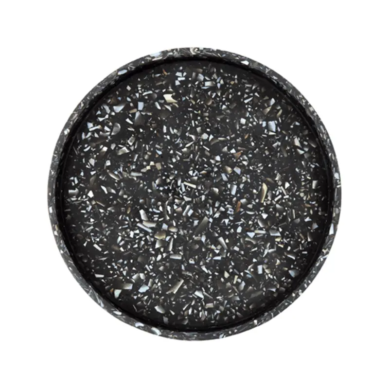 Enzo Black Seashell Terrazzo Round Tray