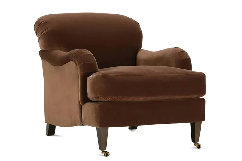 Essie English Roll-Arm Fabric Accent Chair with Classic Tailoring