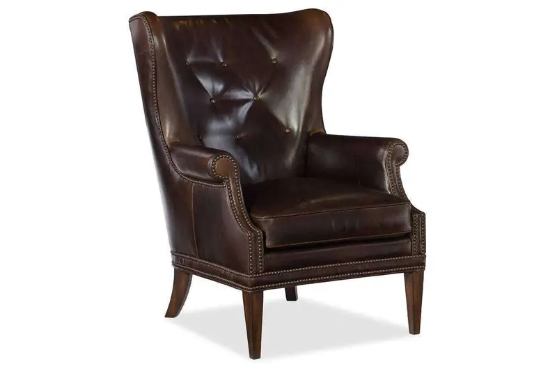 Farrow Event Wingback Accent Chair – Button-Back Leather Design with Classic Refinement (Quick Ship)