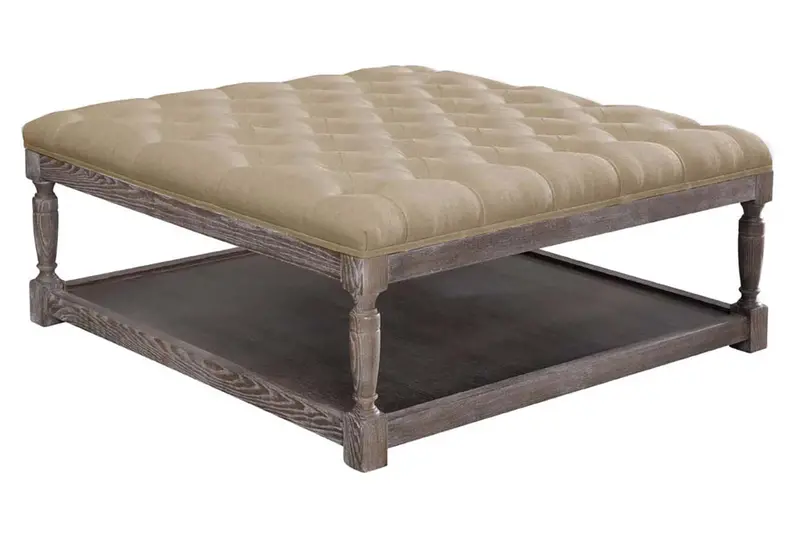 Fergus Quick-Ship Square Ottoman – 42-Inch Tufted Top Design