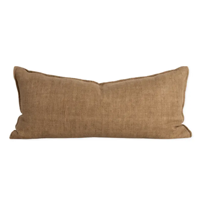 Flaxmill Fenugreek-Tinted Long Lumbar Cushion – Decorative Backrest Pillow