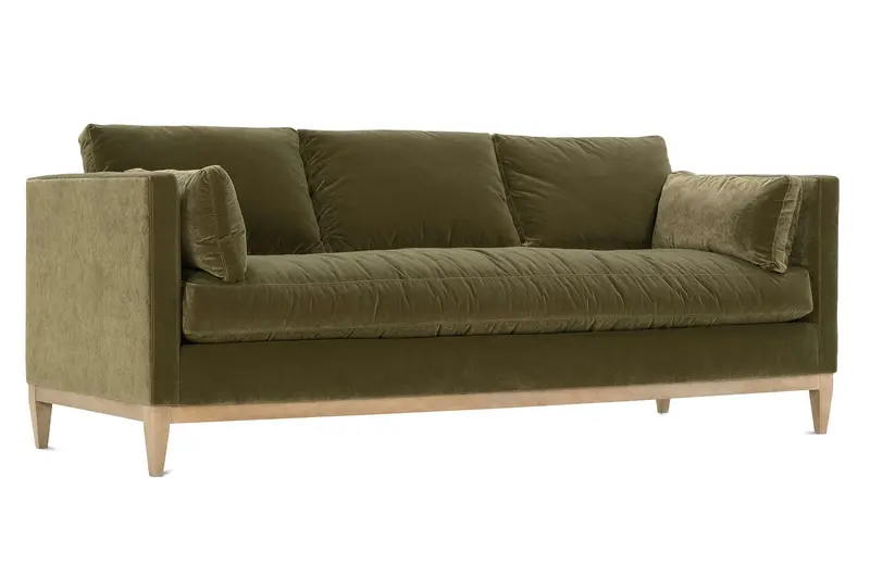 Georgia 86-Inch Quick-Ship Olive Green Velvet Single-Bench Sofa