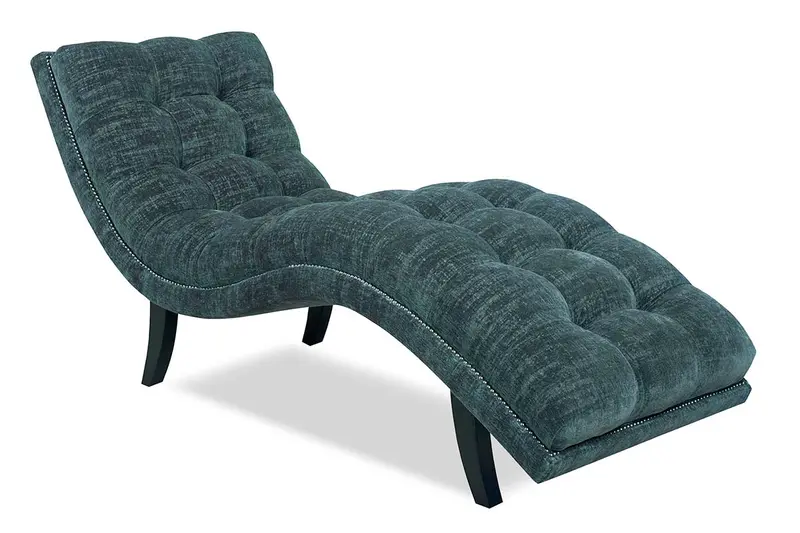 Gigi Modern Tufted Armless Chaise Lounge in Fabric with Nailhead Detailing