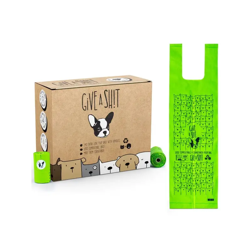 Give A Sh!t Compostable Dog Waste Bags with Handles – 240-Count Eco-Friendly Box