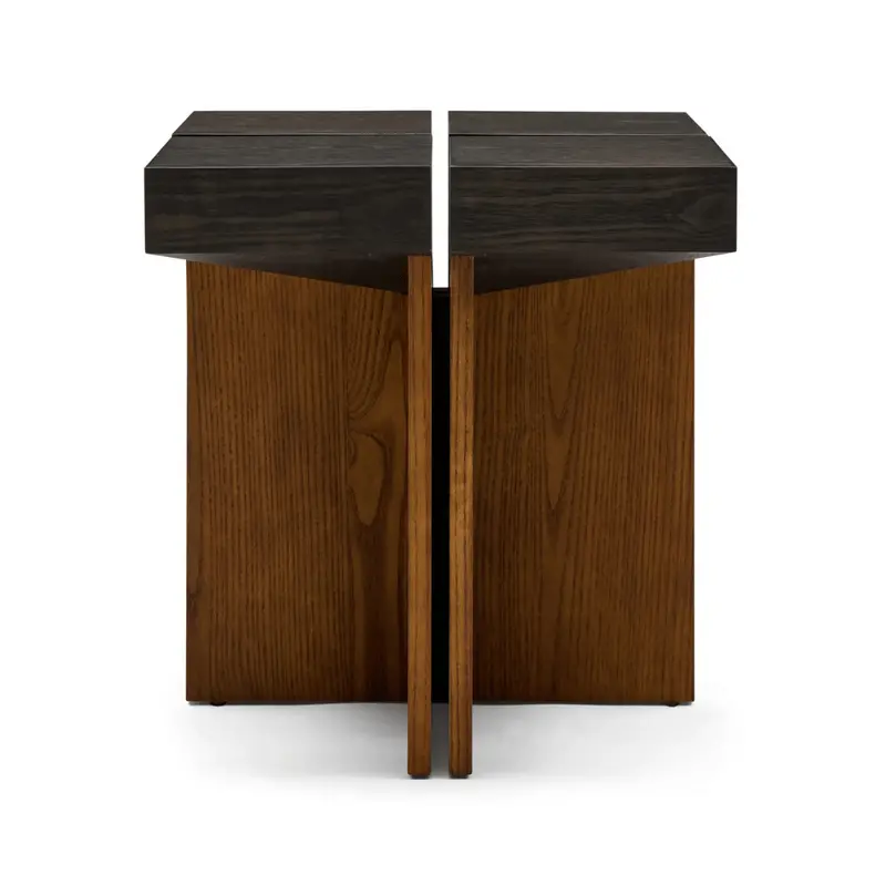 Grid Side Table in Chocolate-Stained Wood