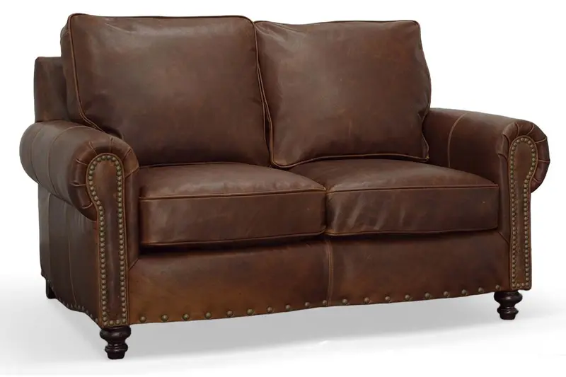 Hampton Traditional Two-Cushion Leather Loveseat