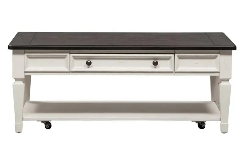 Harper Two-Tone Occasional Table Collection: White Frames with Charcoal Tops