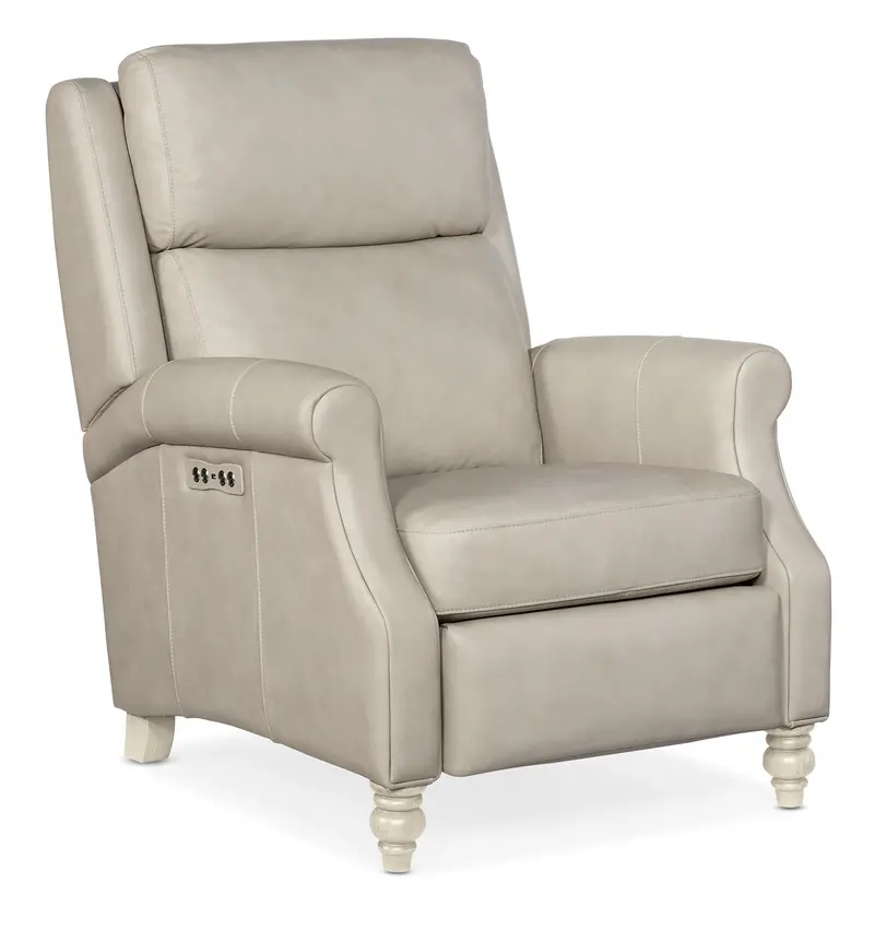 Harvey Quick-Ship Dual-Power Dove Leather Recliner