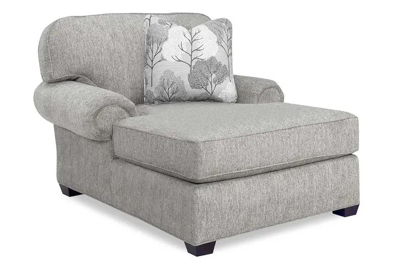 Heather Classic 8-Way Hand-Tied Rolled-Arm Chaise Lounge with Pillow Back