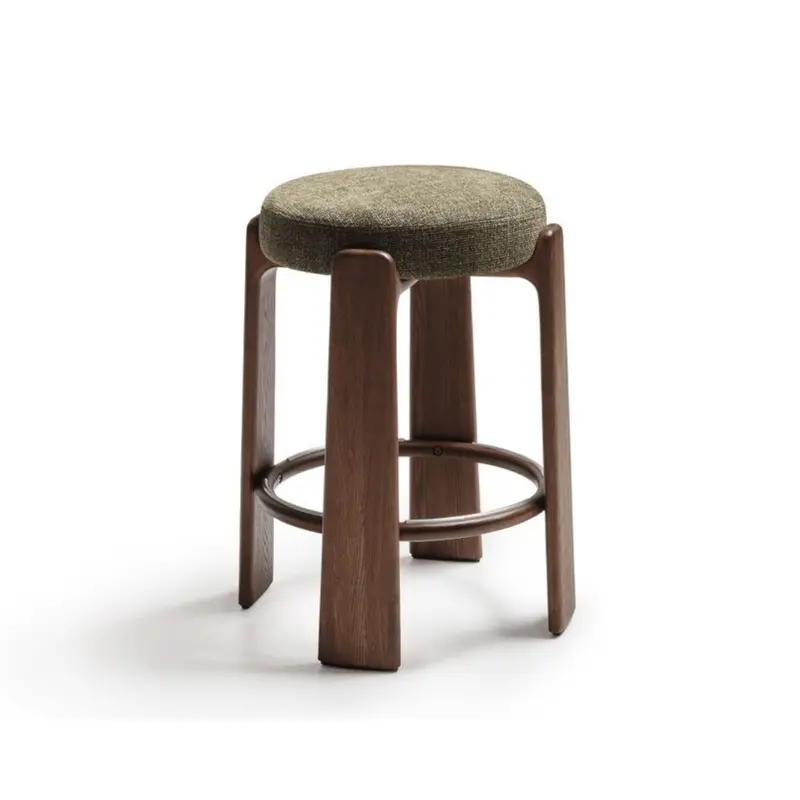 Hill Low-Profile Barstool Bench in Forest Green Fabric