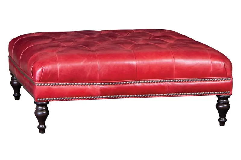 Hubert Tufted Square Leather Ottoman – Compact & Stylish, Three Sizes