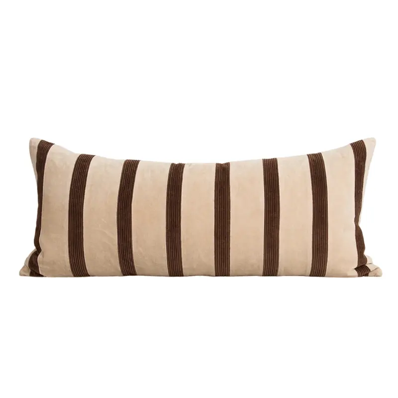 Huxley Long Two-Tone Pillow: Natural & Chocolate