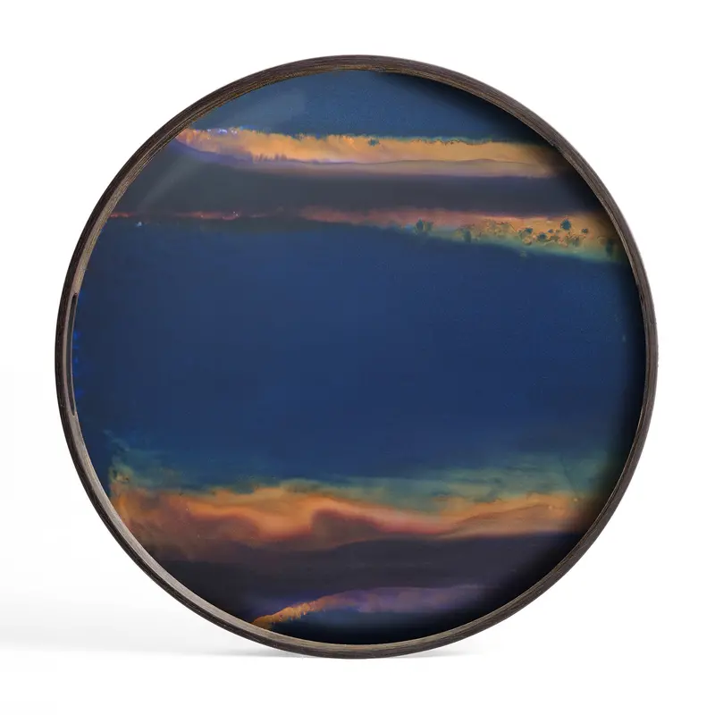 Indigo-Dyed Organic Round Glass Tray – Bold Color Statement