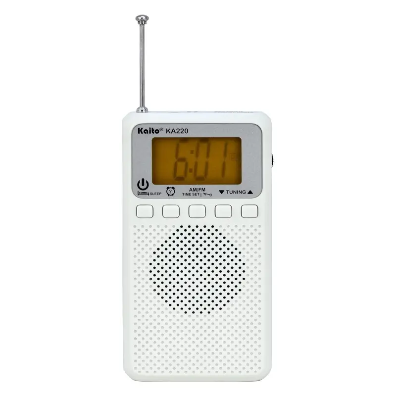 Kaito KA220W Portable Digital AM/FM Radio – Alarm Clock & Sleep Timer Included