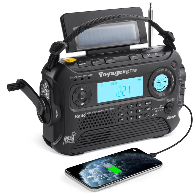 Kaito Voyager Pro KA600 Solar-Powered Emergency Weather Radio with AM/FM/LW/SW/NOAA