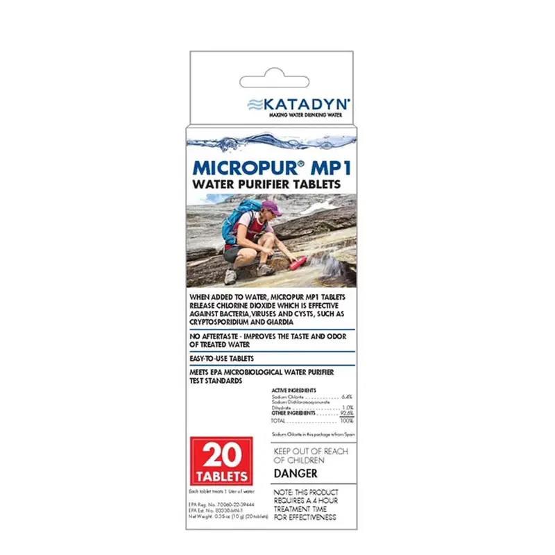 Katadyn Micropur MP1 Water Purification Tablets – 20-Pack