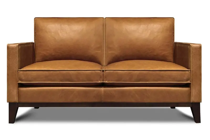 Kellan Contemporary Leather Loveseat – Track-Arm Comfort Design
