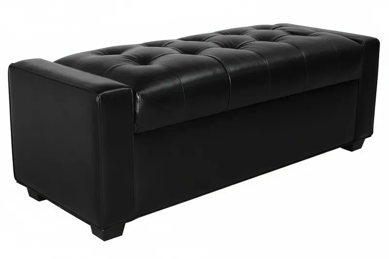 Landon 58-Inch Leather Storage Bench with Ottoman Function