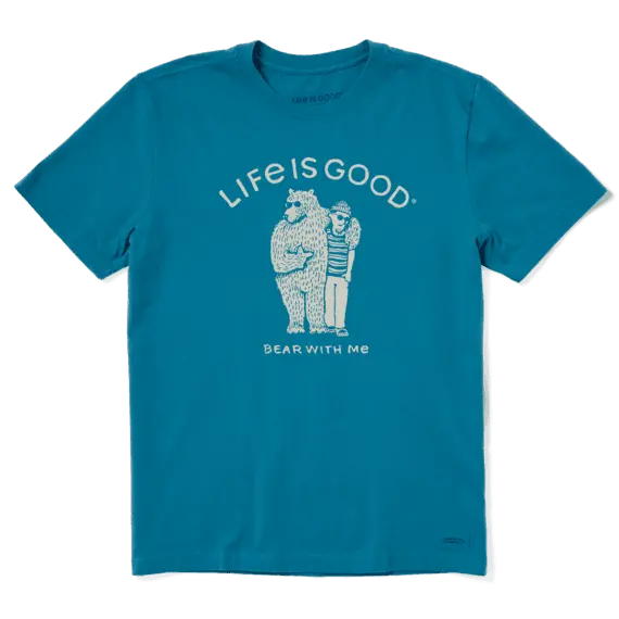 Life Is Good Crusher Tee – Men’s Bear-Themed Cotton Graphic T-Shirt