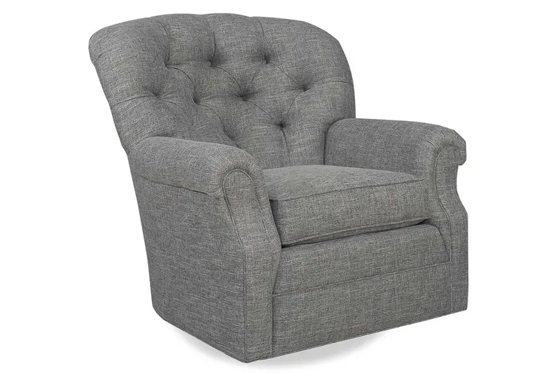 Lindsey Tufted Back Swivel Accent Chair in Fabric with Full 360 Rotation