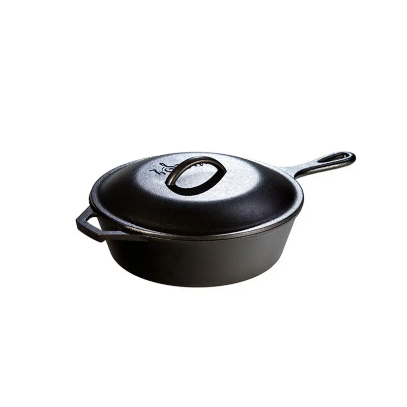 Lodge 10.25-Inch Covered Deep Cast Iron Skillet (3.2 Qt)