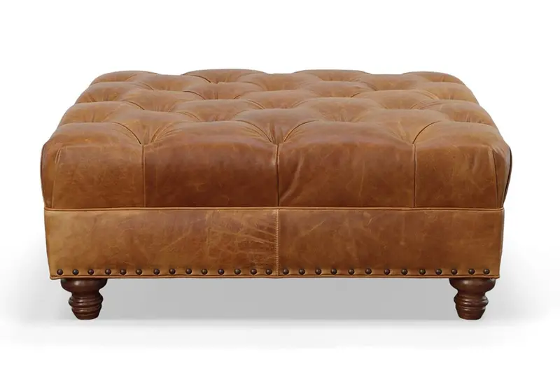 Lucas Tufted Square Leather Ottoman – Available in 36″, 40″, 44″, or 48″ with Storage