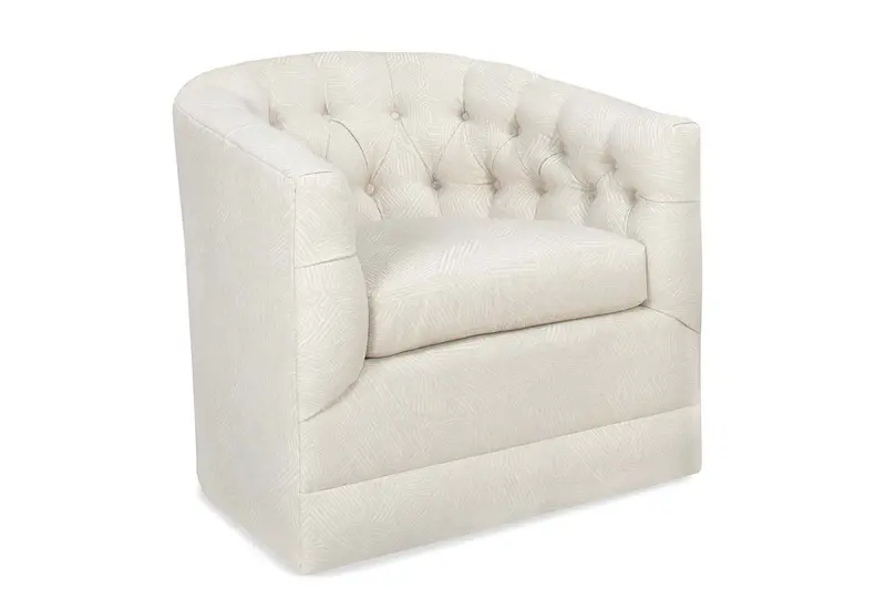Lucia Tufted Barrel Swivel Chair with 8-Way Hand-Tied Fabric Construction