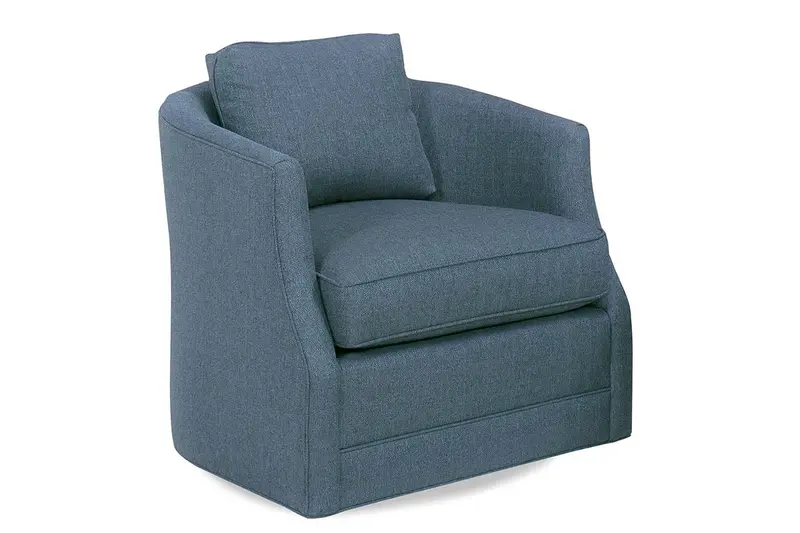 Lynne Contemporary Swivel Tub Chair in Fabric with Pillow Back and 8-Way Hand-Tied Support