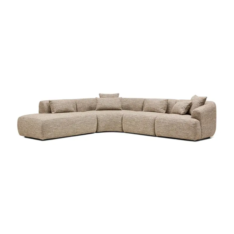 Lyon Desert-Tone L-Shaped Modular Sofa Featuring Chaise Extension