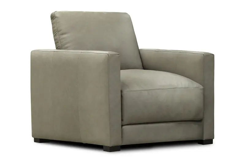 Malone Modern Leather Club Chair – Relaxed Lifestyle Track-Arm Accent