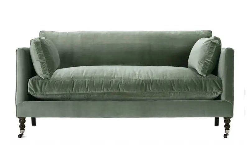Marjorie 71-Inch Quick-Ship Sage Green Velvet Apartment Sofa – Bench Seat