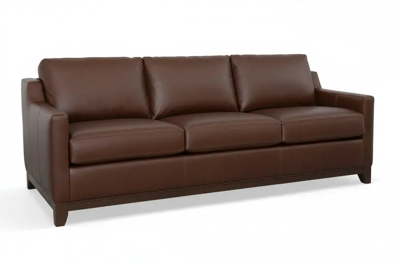 Martin 89-Inch Track-Arm Leather Couch with Queen-Sized Pull-Out Sleeper
