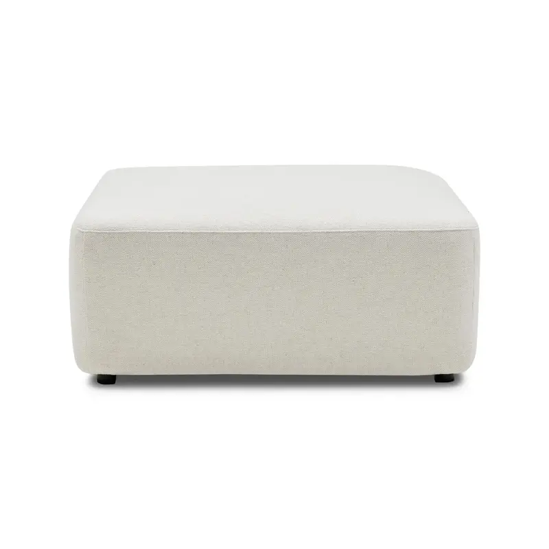Meza Ivory White Fabric Ottoman