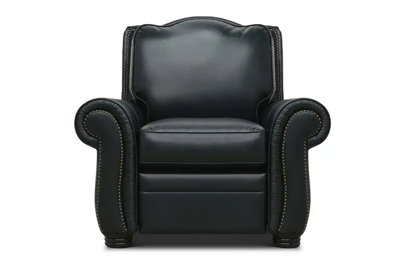 Milo Rolled-Arm Leather Recliner – Traditional Club Chair Design
