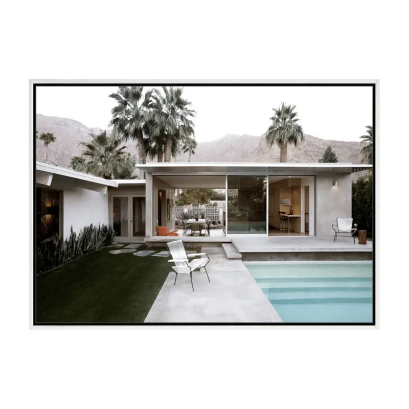 Modernist Palm Springs Poolhouse Canvas Art Print