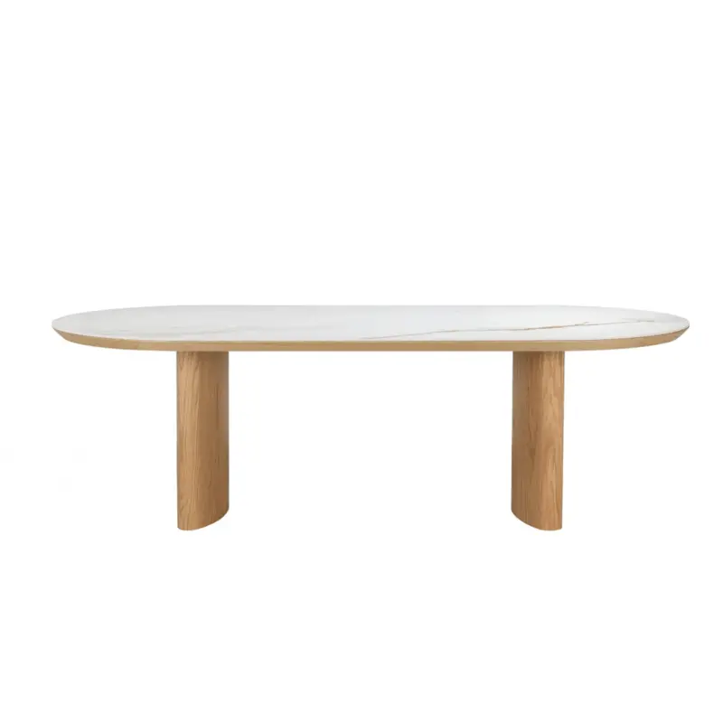 Mosi Ceramic Dining Table with Calacatta Oro Surface