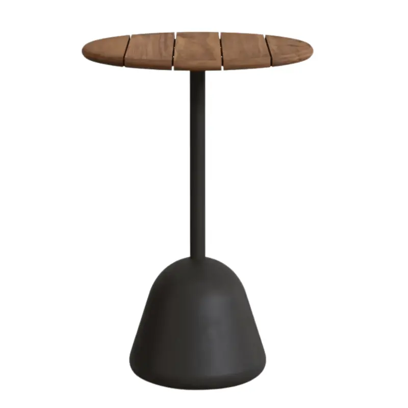 Naxos Black and Walnut Brown Round Bar-Height Outdoor Dining Table