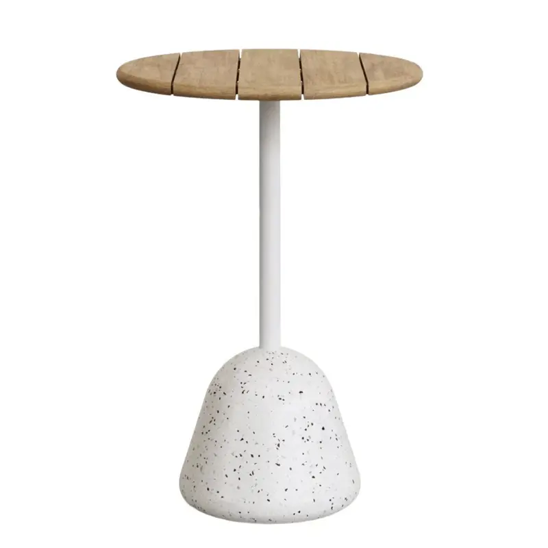 Naxos Round Bar-Height Patio Table – Terrazzo & Natural Ash