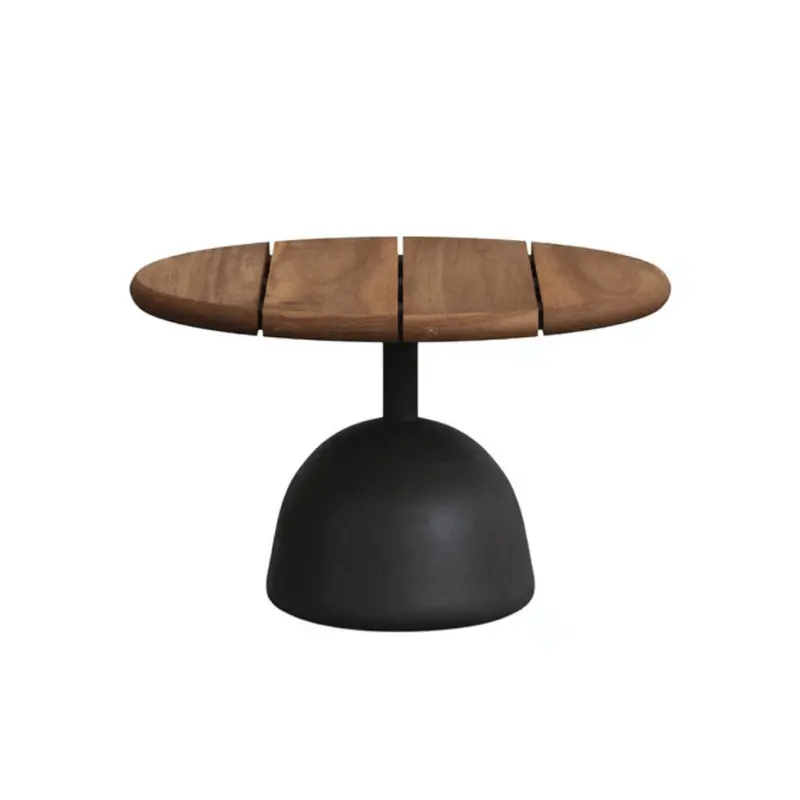 Naxos Round Outdoor Coffee Table – Black & Walnut Brown