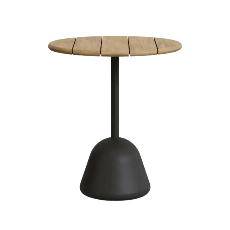 Naxos Round Patio Table – Black Base with Natural Ash Top