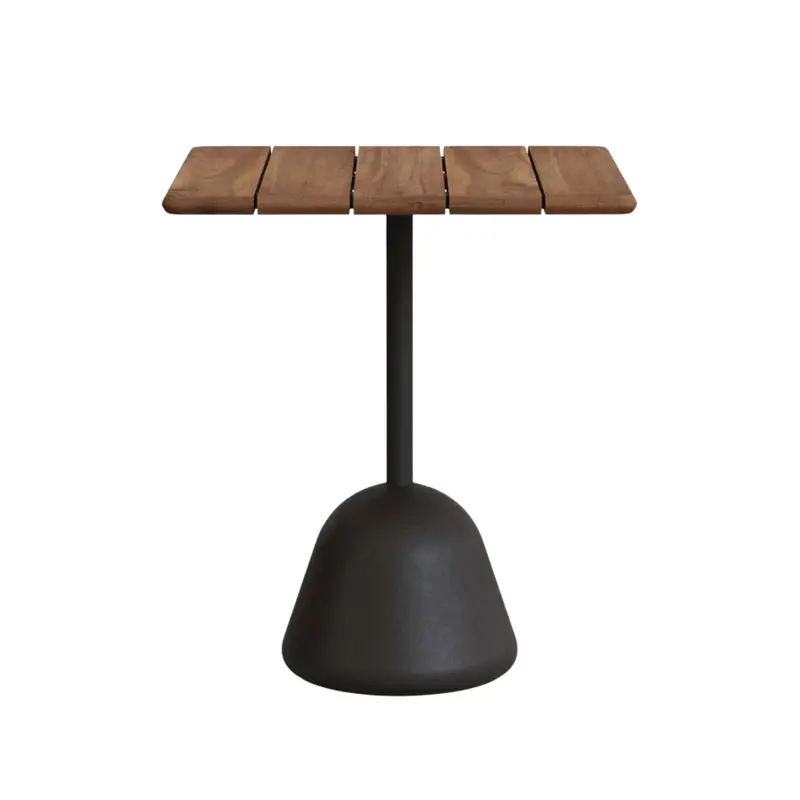 Naxos Square Patio Table – Black Base with Walnut Brown Top