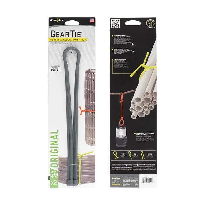 Nite Ize 24-Inch Reusable Rubber Gear Tie Twist Cord – 2-Pack