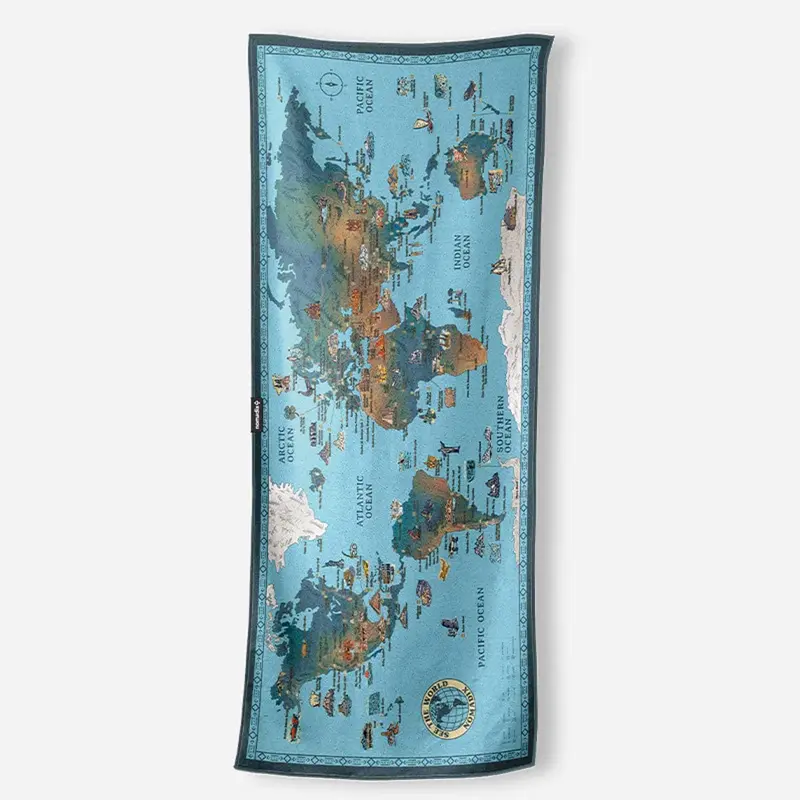 Nomadix Original World Map Printed Towel – Eco-Friendly & Compact