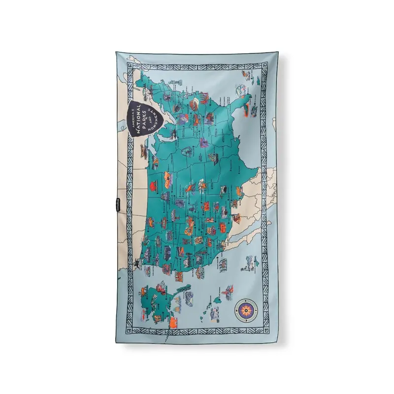 Nomadix Ultralight Travel Towel Featuring U.S. National Parks & Monuments Map