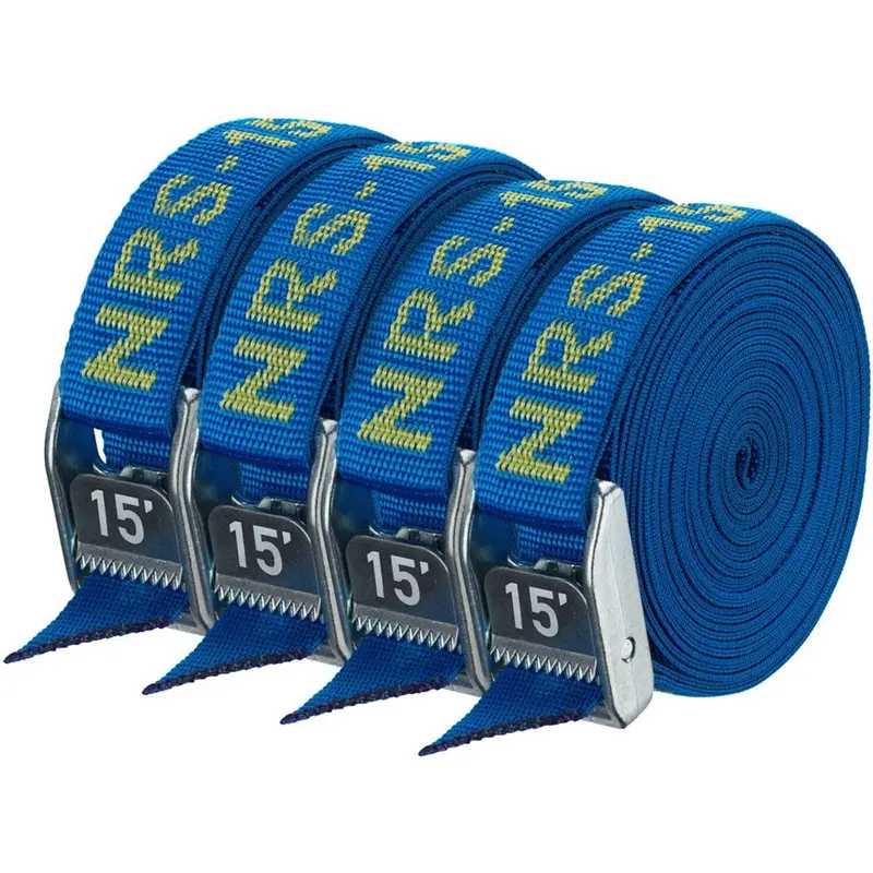NRS 15-Foot HD Tie-Down Strap Pack – 4-Strap Set for Gear Transport