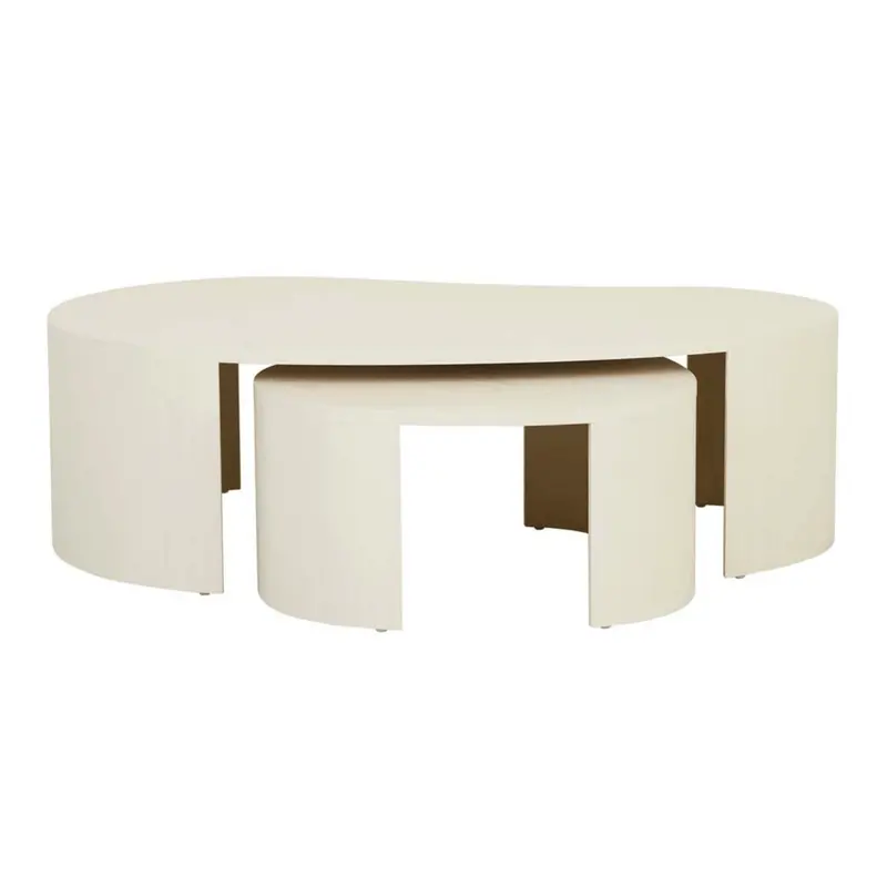 Oberon Curve Shell-Finish Nesting Coffee Table Set